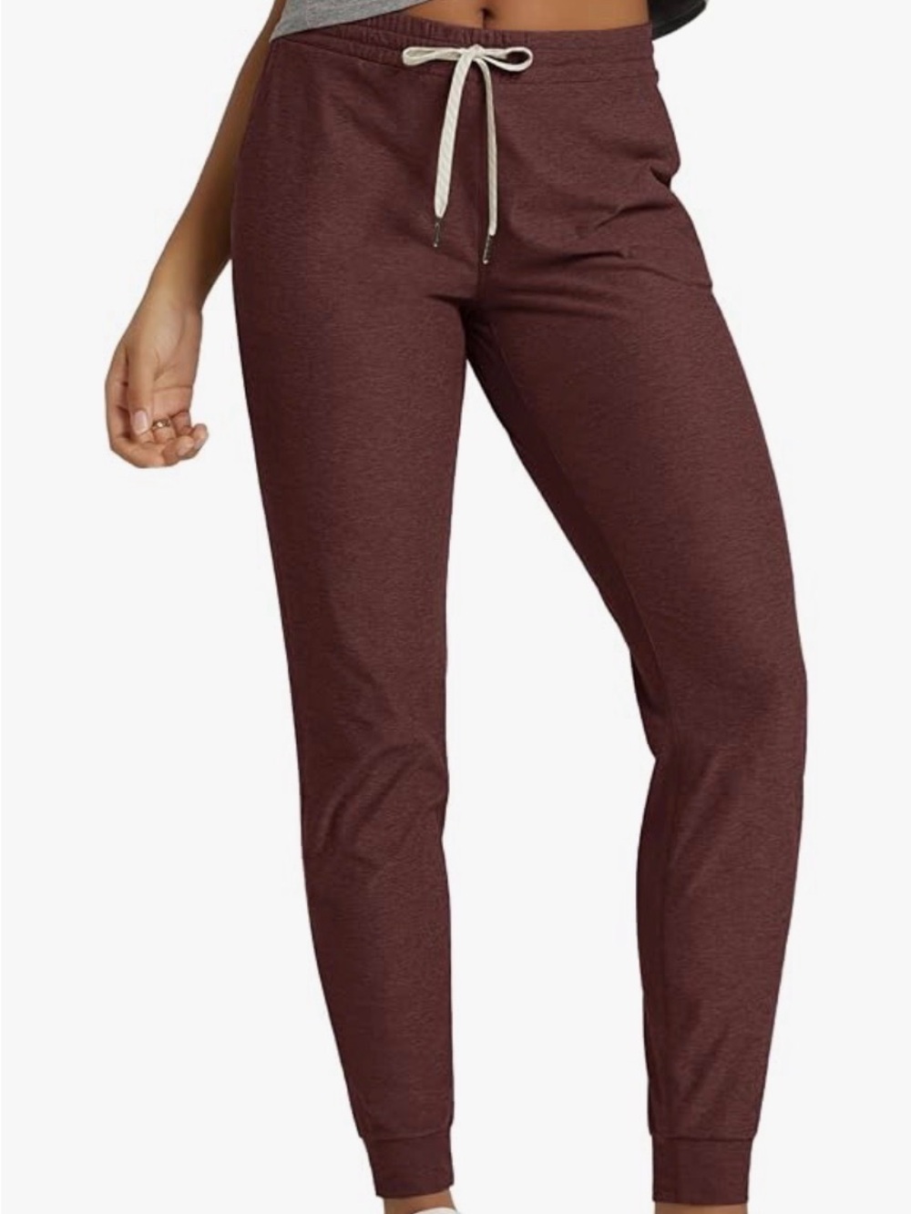 Buttery Soft Maroon Drawstring Track Joggers with Cuffed Ankles